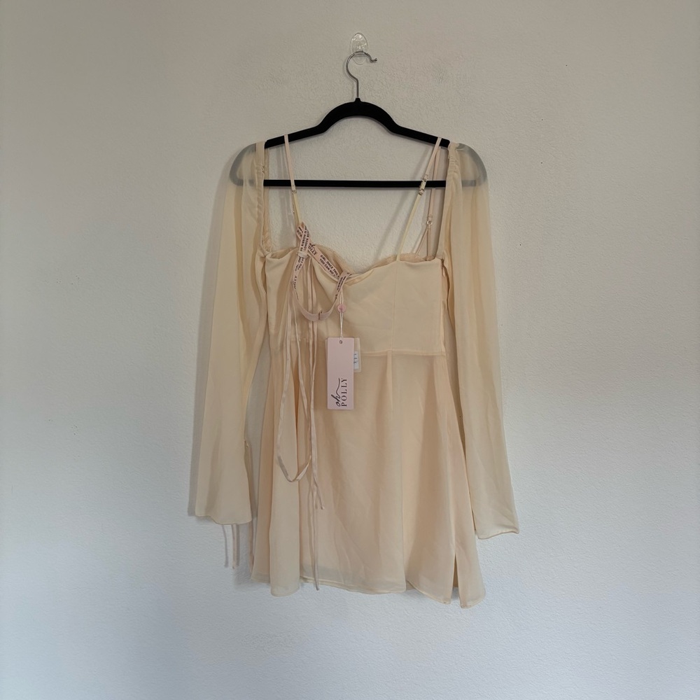 Oh Polly Veronique Long Sleeve Lace Cup Mini Dress Ivory NWT - Picture 6 of 8